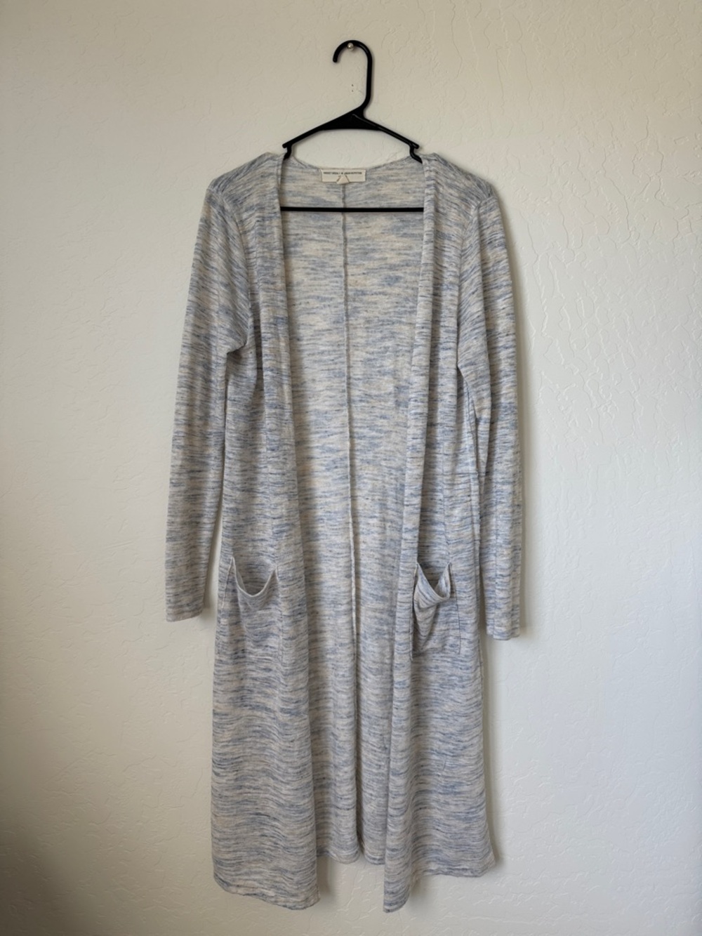 Urban Outfitters Heathered Light Gray Open-Front Longline Cardigan